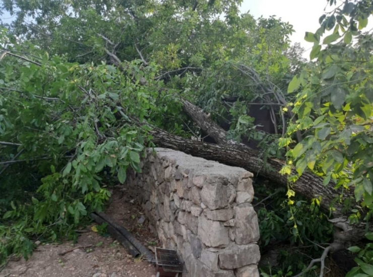 Çukurca’da Fırtına Çatıları Uçurdu, Ağaçları Devirdi