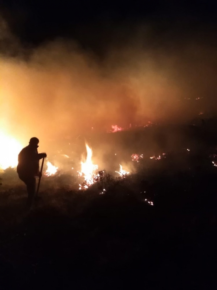Ot Yangını Evlere Sıçramadan Söndürüldü