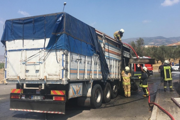 Ahşap Yüklü Kamyon Alev Topuna Döndü