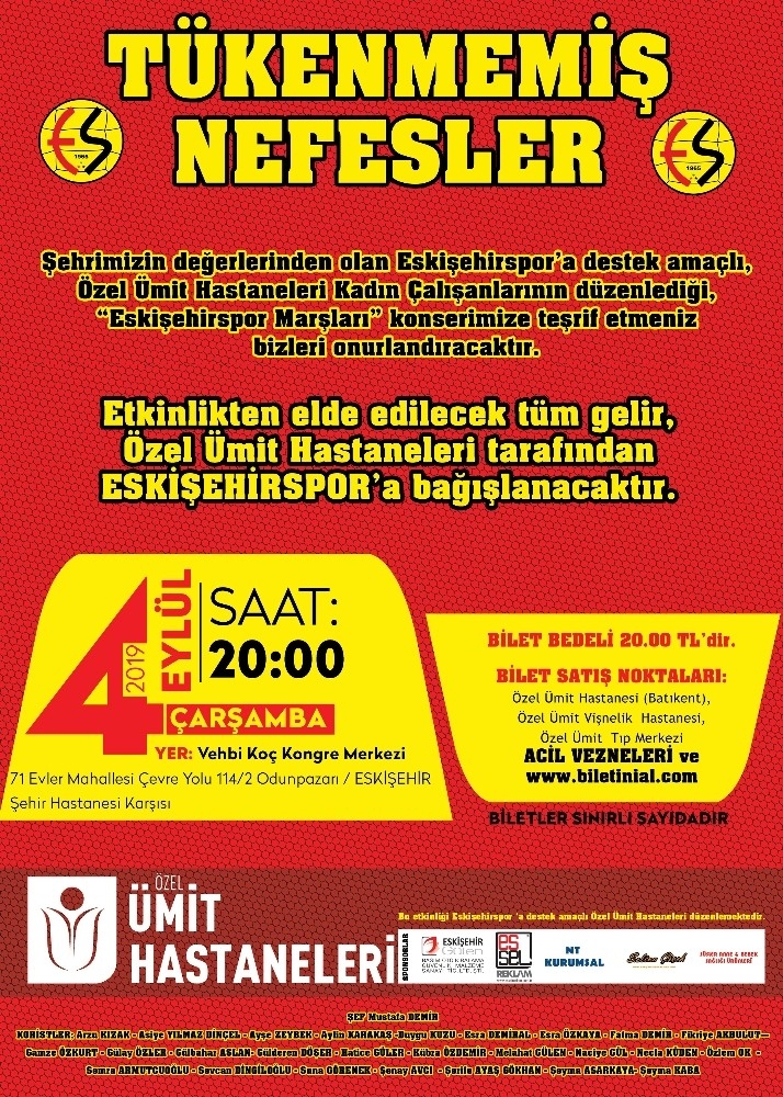 Özel Ümit Hastanesi “Eskişehirspor Marşları” Konseri Düzenliyor