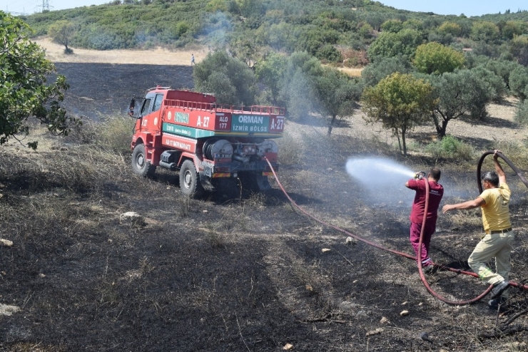 Aliağa’daki Yangının, Ormanlık Alana Sıçramaması İçin Büyük Mücadele