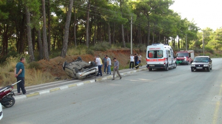Virajı Alamayan Araç Takla Attı: 2 Yaralı