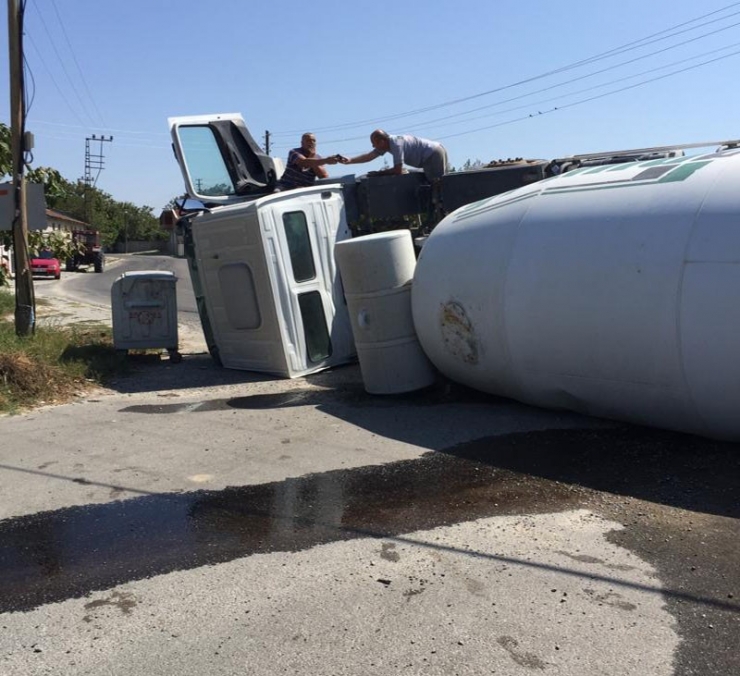 Tekirdağ’da Beton Mikseri Devrildi: 1 Yaralı