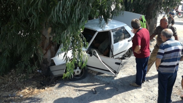 Söke’de Ağaca Çarpan Otomobilin Sürücüsü Ağır Yaralandı