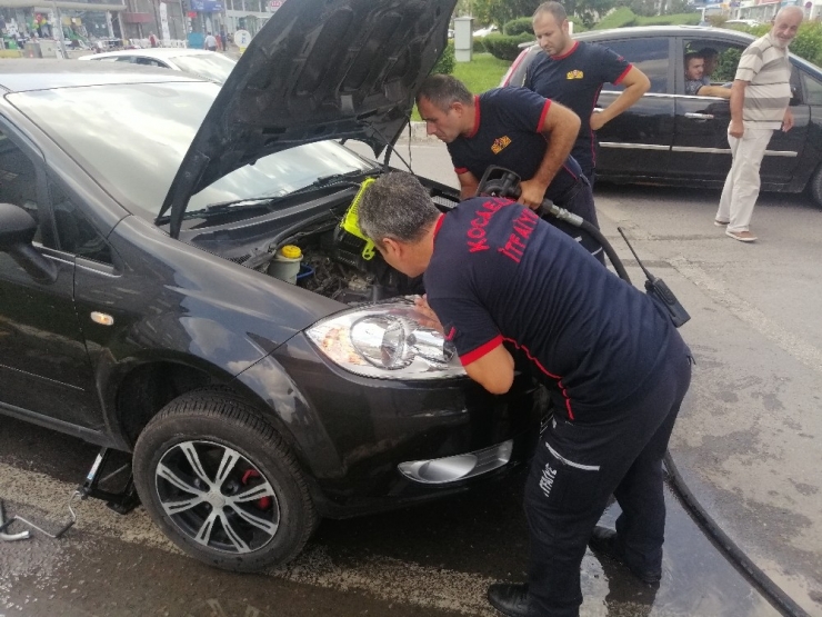 Otomobilin Motoruna Giren Yavru Kediyi İtfaiye Kurtardı