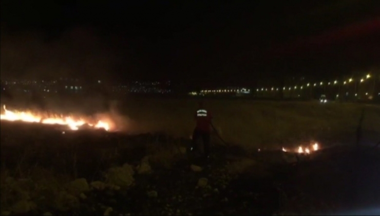 Yol Kenarında Çıkan Yangın, Fıstık Bahçesine Sıçramadan Söndürüldü