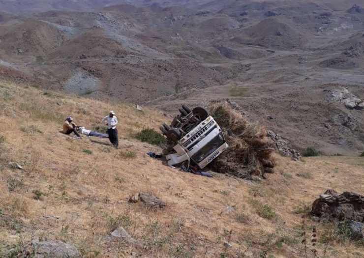 Hakkari’de Ot Yüklü Kamyonet Devrildi: 1 Yaralı