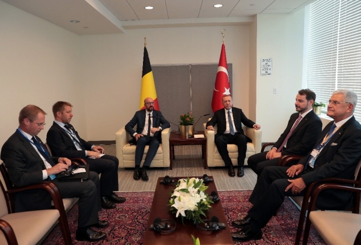 Cumhurbaşkanı Recep Tayyip Erdoğan’ın New York’ta Belçika Başbakanı Charles Michael’i Kabulü Başladı.