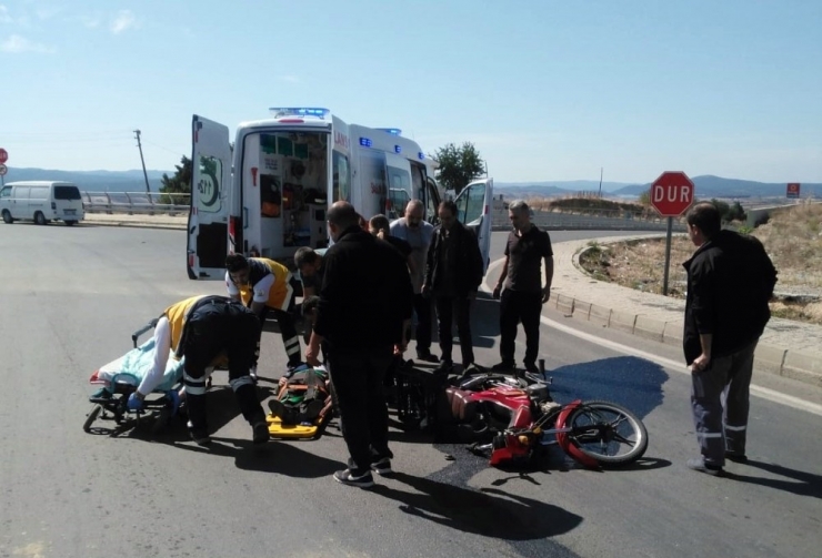 85 Yaşındaki Motosikletli Kazada Yaralandı