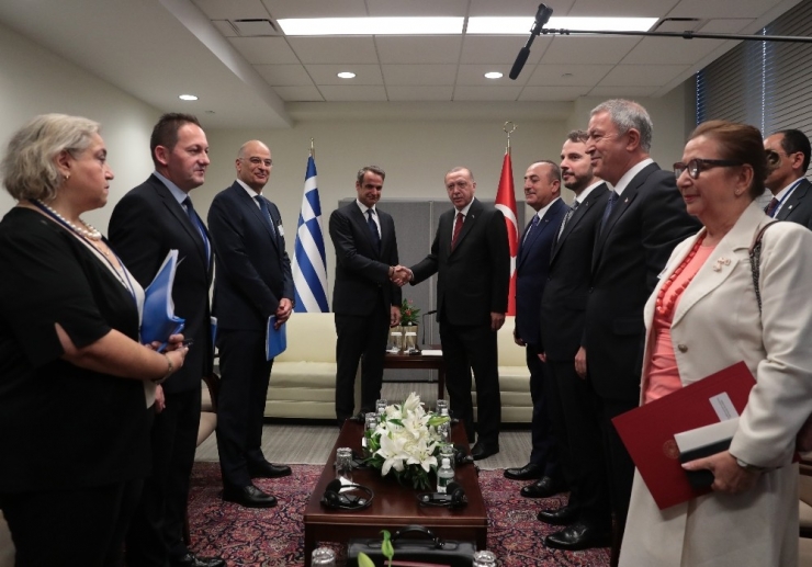 Cumhurbaşkanı Erdoğan, Yunan Başbakan Miçotakis İle Görüştü