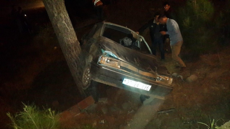 Yoldan Çıkan Otomobil Ağaca Çarptı: 2 Yaralı