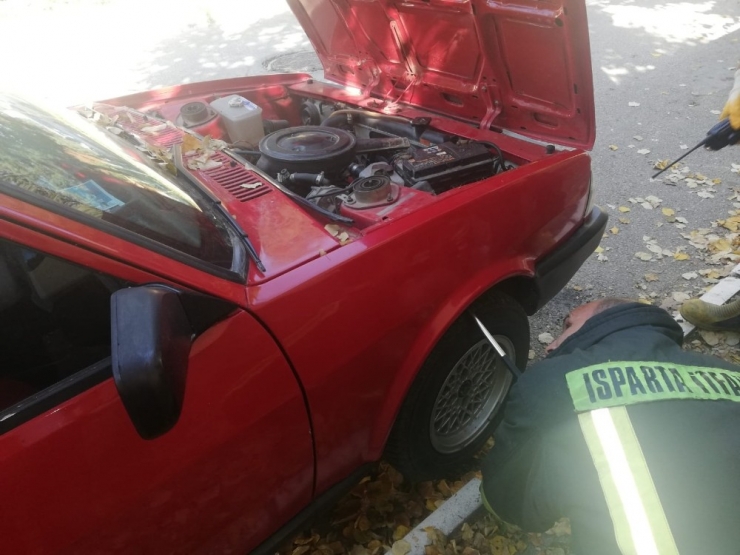 Çocuklardan Korkarak Araca Saklanan Yılanı İtfaiye Ekipleri Çıkarttı