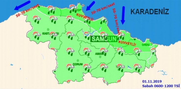Samsun’da Metre Kareye 52,8 Kilo Yağış Düştü