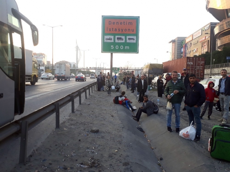 Tem Otoyolunda Yolcu Otobüsünde Korkutan Yangın