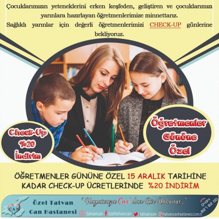 Tatvan Can Hastanesi’nden ‘Öğretmenler Günü’ İndirimi