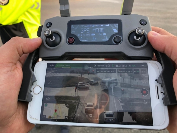Kurallara Uymayan Sürücüler ’Drone’dan Kaçamadı: 4 Bin 189 Tl İdari Para Ceza