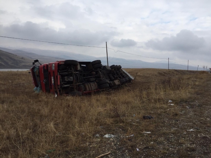 Sivas’ta Hayvan Yüklü Tır Devrildi