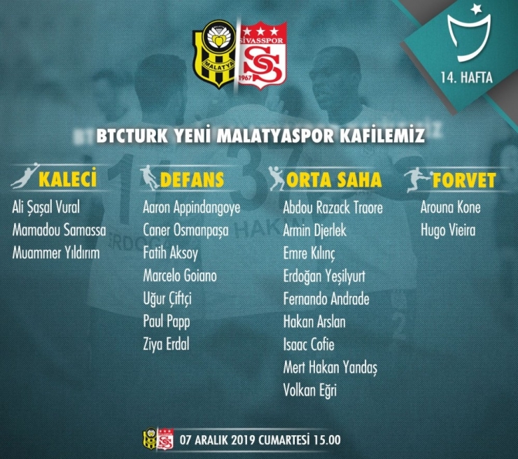 Sivasspor’un Malatya Kafilesi Belli Oldu