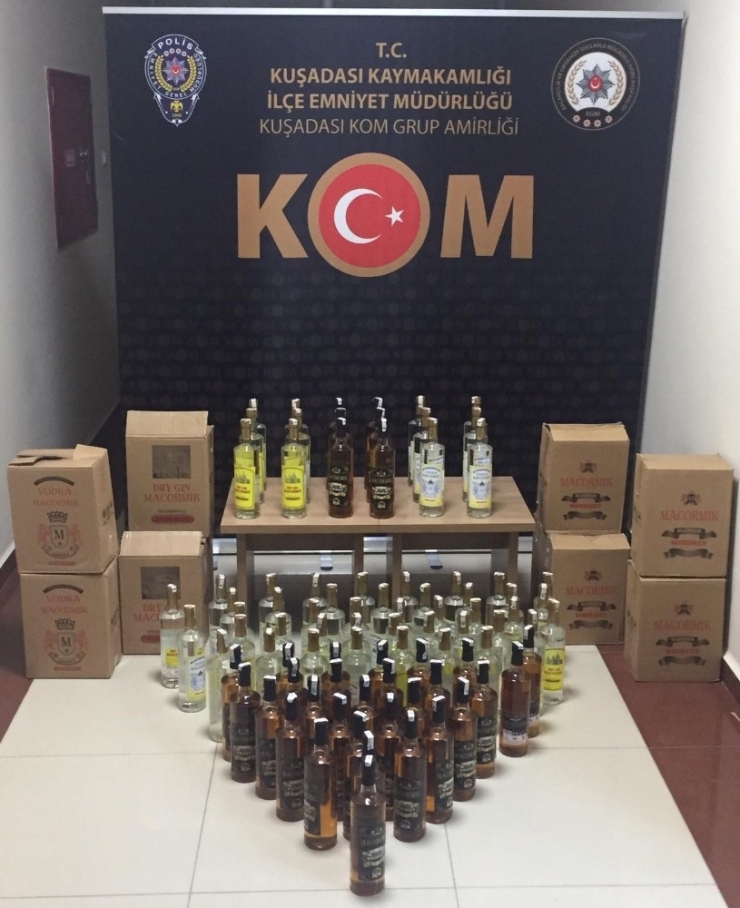 Kuşadası’nda Kaçak İçki Deposuna Operasyon