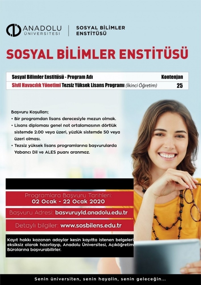 Sivil Havacılık Yönetimi Tezsiz Yüksek Lisans Programı Öğrenci Kabulüne Hazırlanıyor