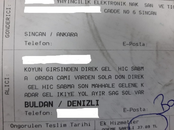 Kargo Paketindeki Adres Görevlileri ‘Şok’ Etti