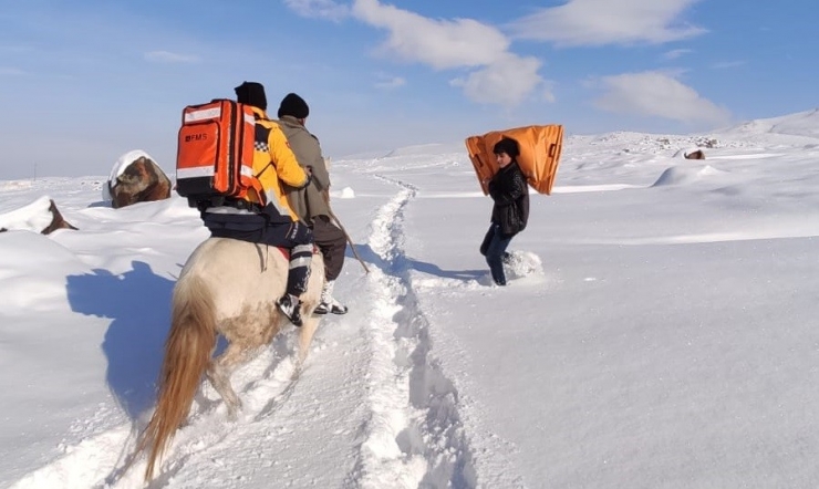 Ambulansa Kadar Kızakla Taşıyıp Hastaneye Yetiştirdiler