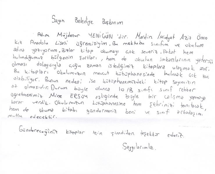 Lise Öğrencisi Müjdenur’un Mektubuna 2 Bin Kitapla Cevap
