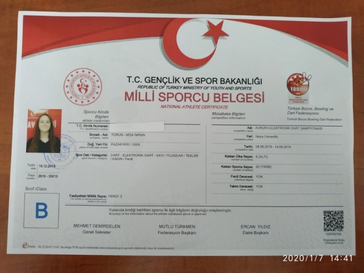 Milli Sporculuğu Tescillendi