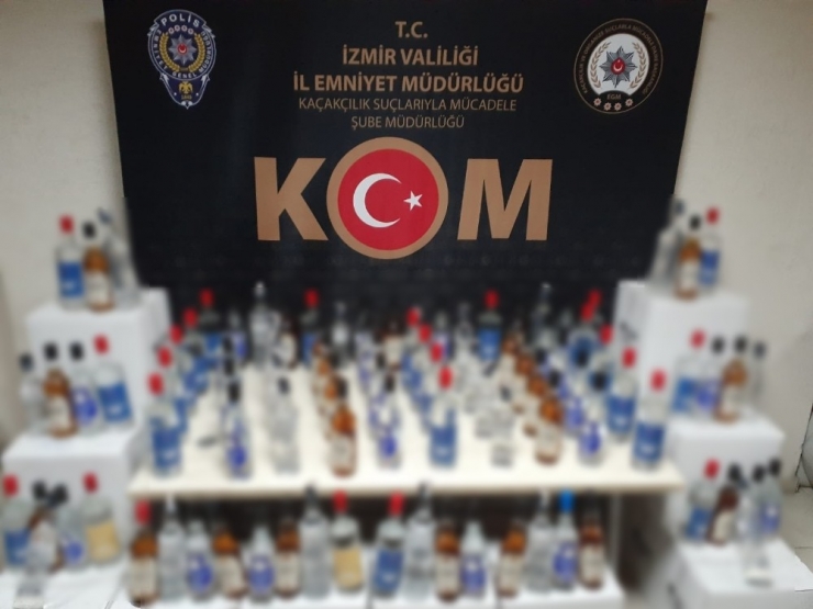 İzmir’de Bin 406 Şişe Sahte İçki Ele Geçirildi