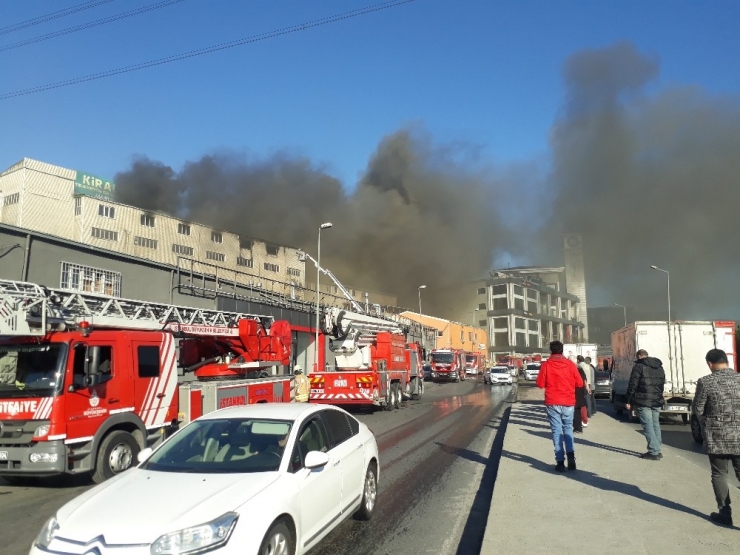 Tekstil Atölyesindeki Yangın Drone İle Görüntülendi