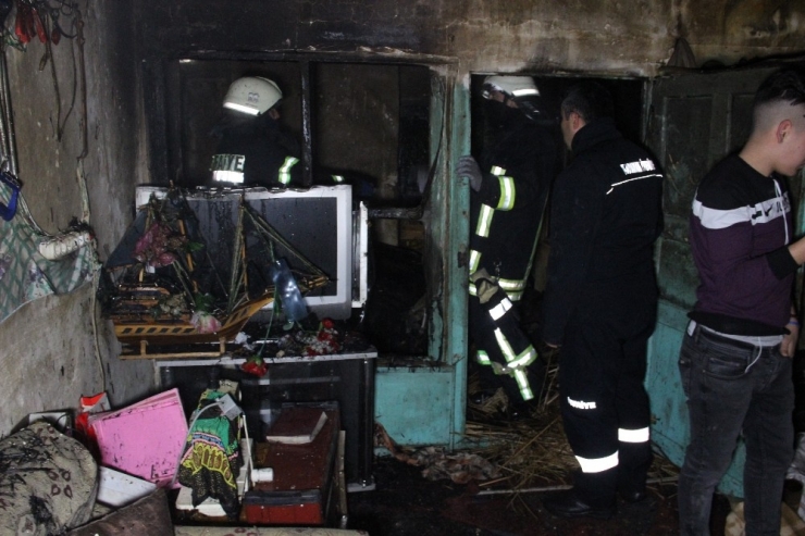 Kerpiç Evde Çıkan Yangında Köpekle Muhabbet Kuşları Telef Oldu