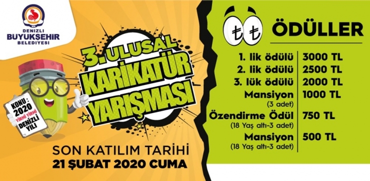 ’2020 Denizli Yılı’ Karikatür Yarışmasında Birinciye 3 Bin Lira Ödül
