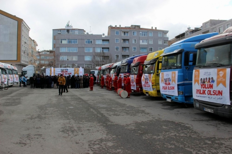 23 Tır Yardım Malzemesi İdlib’e Yola Çıktı