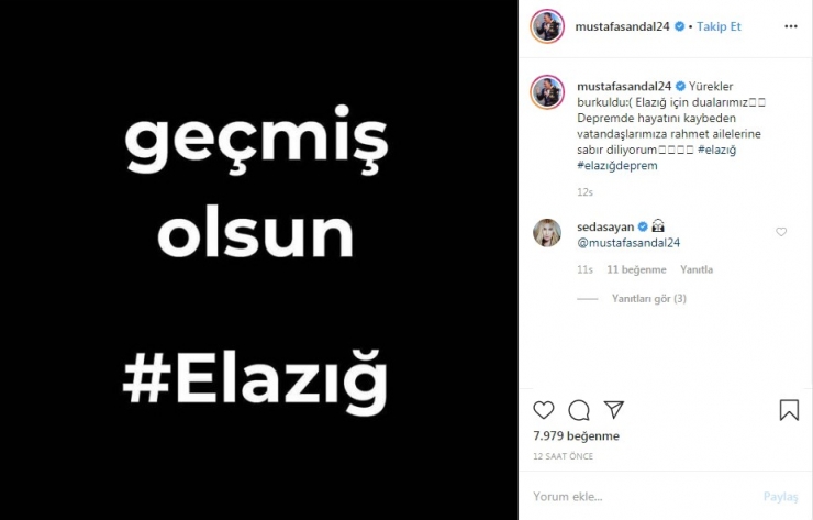 Ünlü İsimlerden Deprem Sonrası Paylaşım