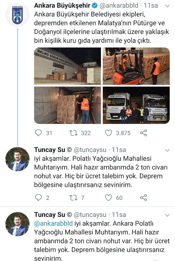 Polatlılı Muhtardan 2 Ton Nohut Yardımı