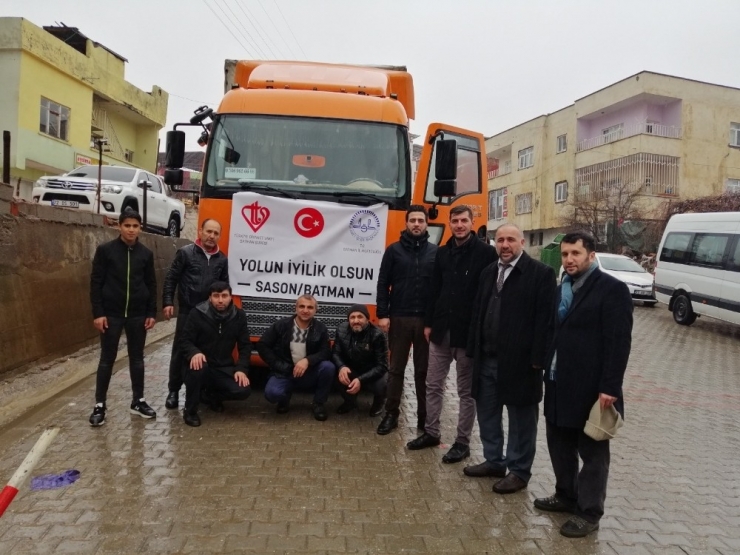 Sason’dan İdlib’e Yardım Tırı Gönderildi