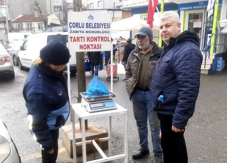 Çorlu’da Zabıtadan Tartı Kontrol Noktası
