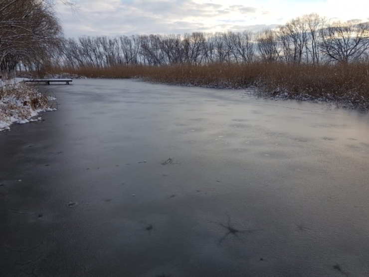 Soğuk Havada Sultan Sazlığı’ndaki Göl Buz Tuttu
