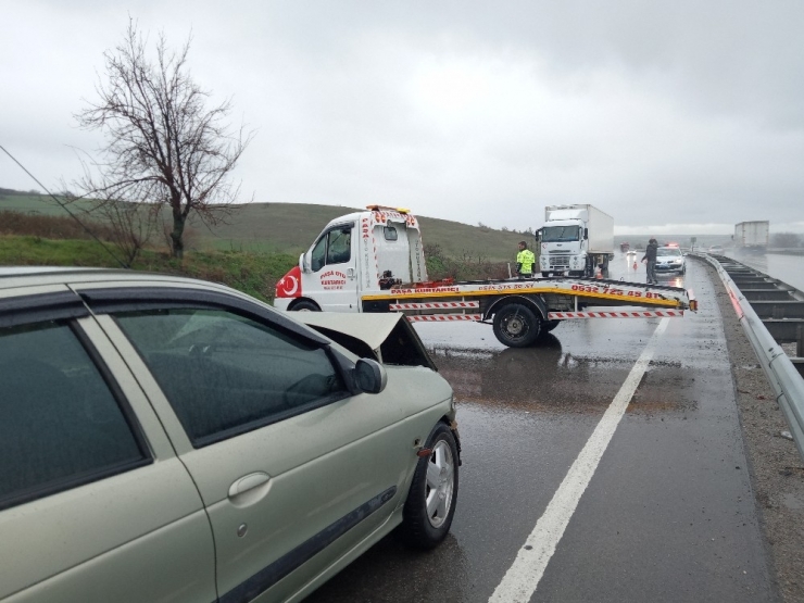 Yola Fırlayan Köpekler Kazaya Sebep Oldu