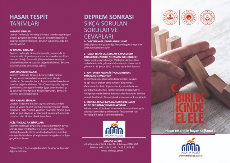 Deprem Bilgilendirme Broşürleri Bastırıldı