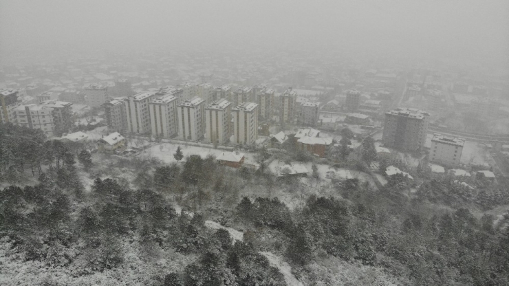 Aydos Ormanı’nda Hayran Bırakan Kar Manzarası Havadan Görüntülendi