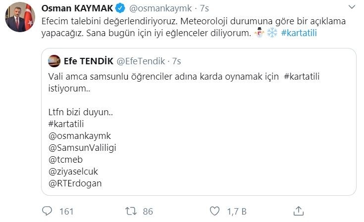 Vali Kaymak’ın Öğrencilerle Gülümseten Kar Tatili Diyalogları