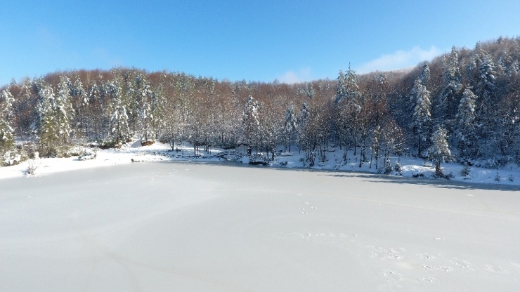 Çamlıpınar Göleti Buz Tuttu