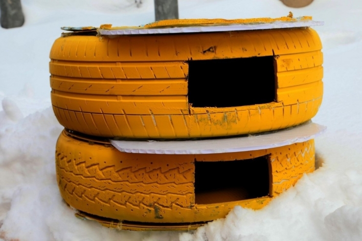 Hurda Lastikler Sokak Kedileri İçin Yuva Oldu