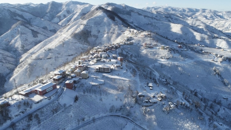 Kar Yağışı Sonrası İlçe Havadan Görüntülendi