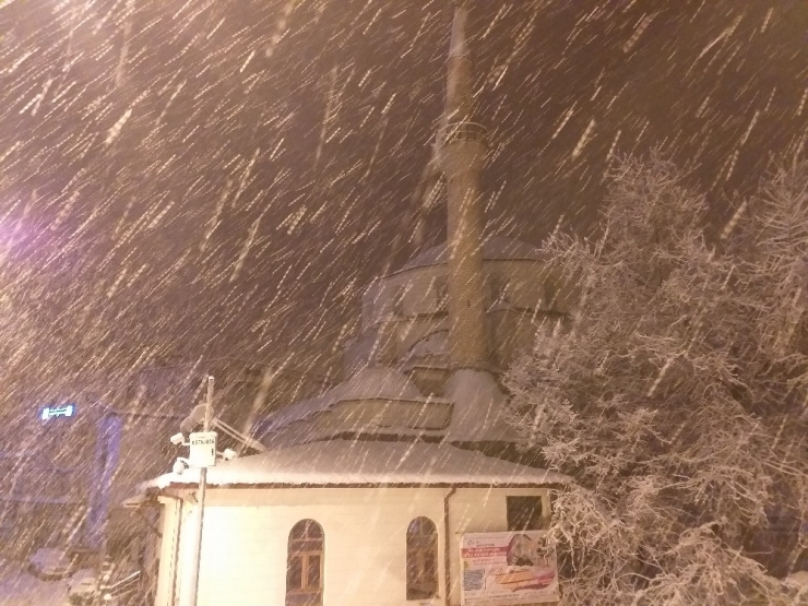 Artvin’de Gece Başlayan Kar Yağışı Şehri Beyaza Bürüdü