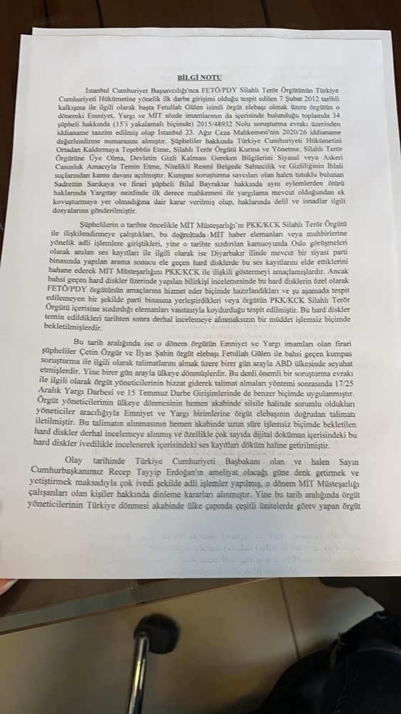 İstanbul Cumhuriyet Başsavcılığı Mit Kumpasına İlişkin İddianame Hazırladı