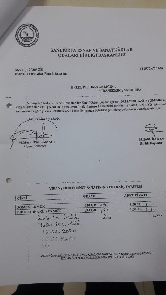 Viranşehir Belediyesi Ekmek Zammına İtiraz Etti