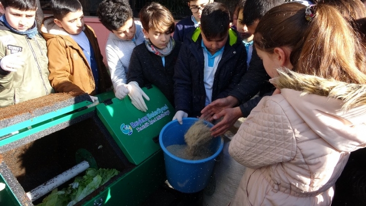 Öğrenciler Yediklerini Kompost Haline Getiriyor, Geri Dönüşüme Katkı Sağlıyor