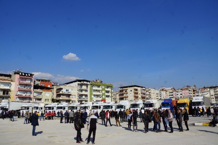 Aydın’dan, Elazığ Ve İdlib’e 28 Tırlık Yardım Malzemesi Konvoyu Yola Çıktı